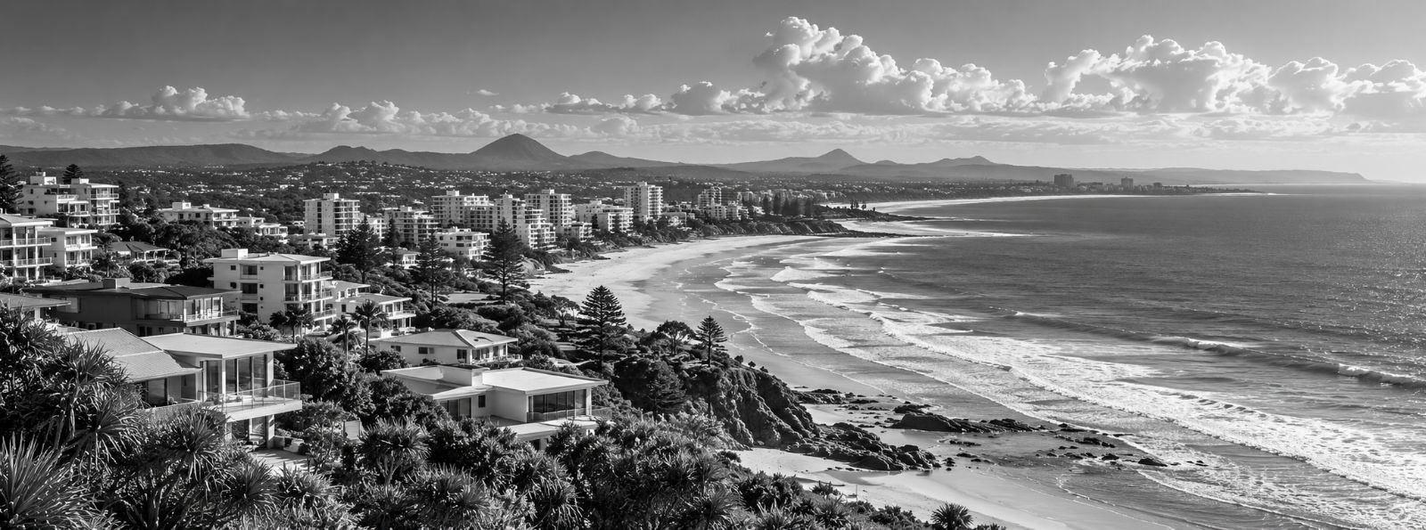Sunshine Coast coastline and suburbs